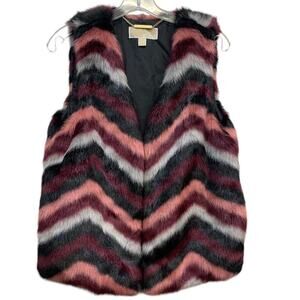 Michael Kors Chevron Faux Fur Pink Burgundy Grey and Black Sz XS